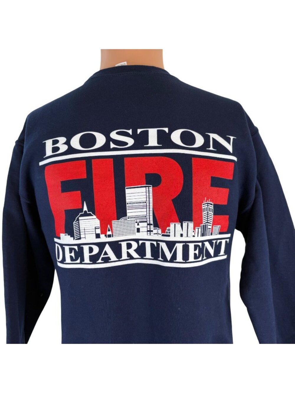 Boston Fire Department Crewneck Sweatshirt Mens Size S Massachusetts Blue